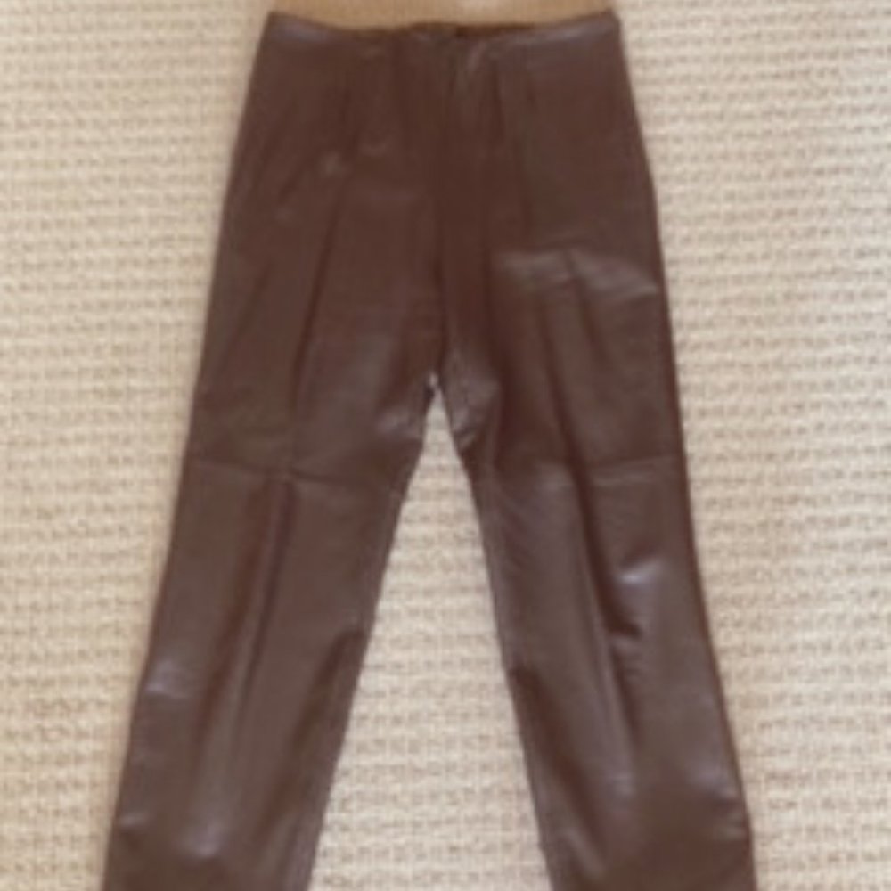 Dana Buchman Petite Chocolate Brown Leather Pants size 8P